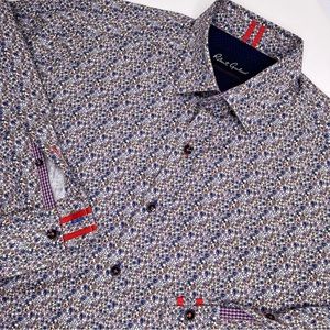 Robert Graham Modern Americana Long Sleeve Button Down Floral‎ Shirt Size Small